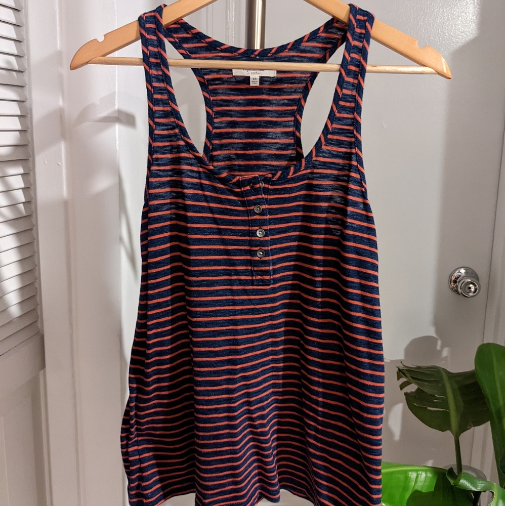 Striped blue red sleeveless tank top sz xs